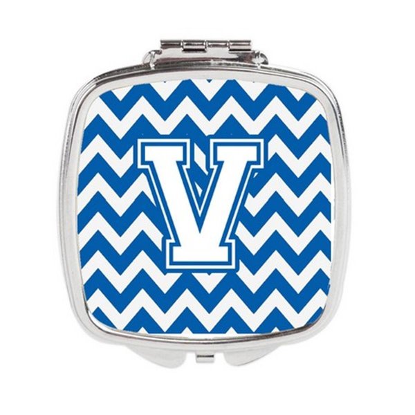 Carolines Treasures Letter V Chevron Blue and White Compact Mirror, 3 x 0.3 x 2.75 in. CJ1045-VSCM